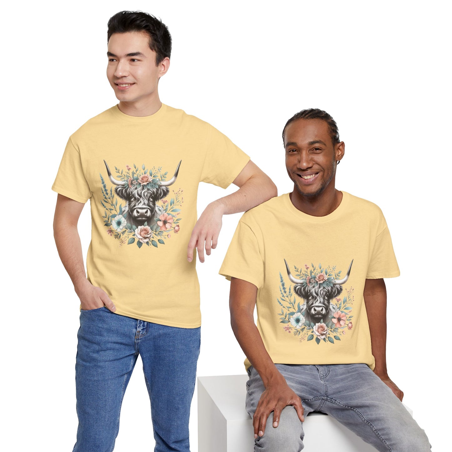Floral Highland Cow T-Shirt