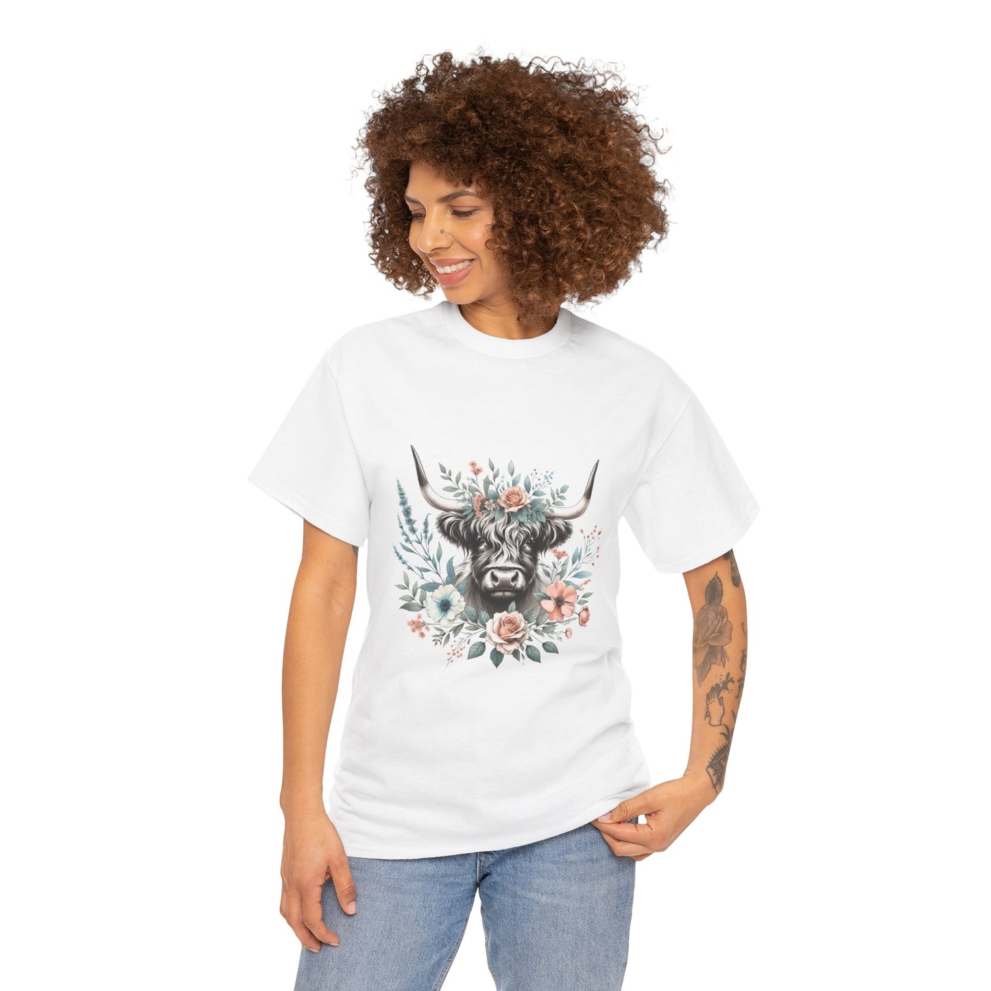 Floral Highland Cow T-Shirt