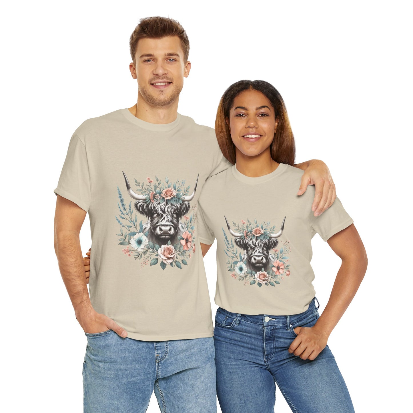 Floral Highland Cow T-Shirt