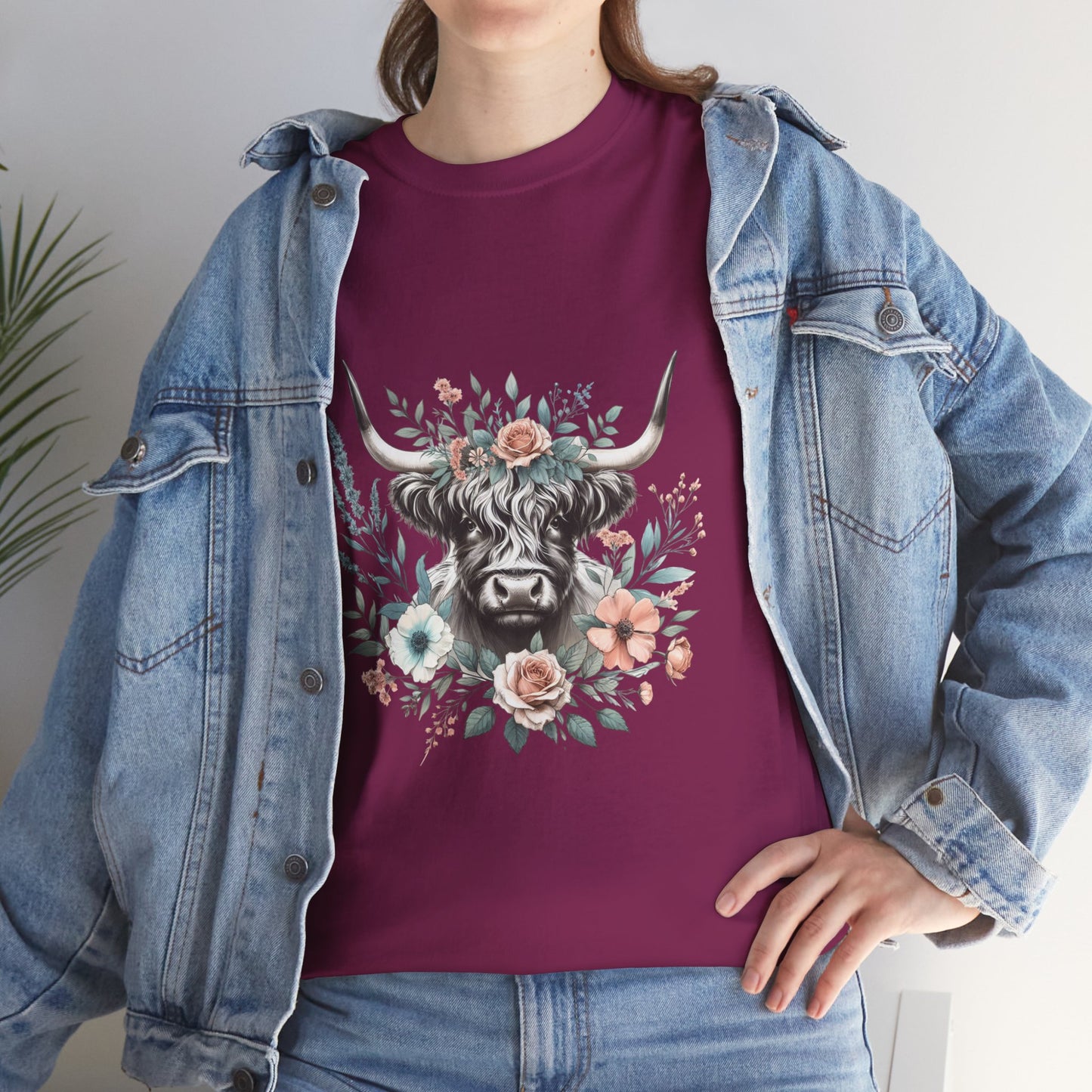 Floral Highland Cow T-Shirt